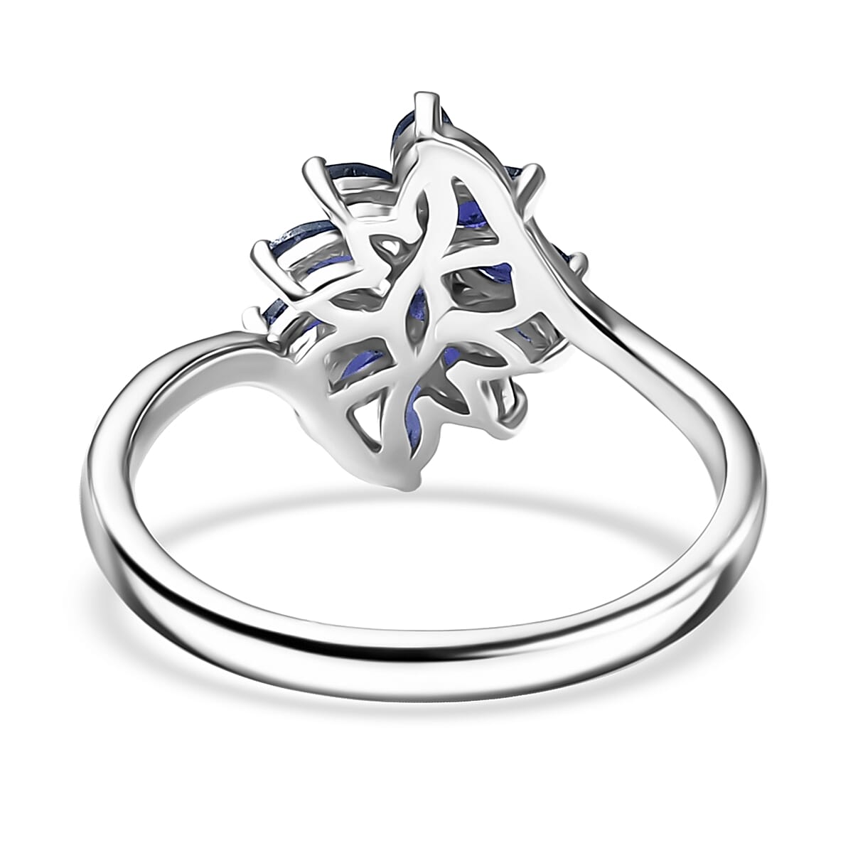 D'Joy Masoala Sapphire (D) 1.40 ctw Ring in Rhodium Over Sterling Silver (Size 5.0) image number 4