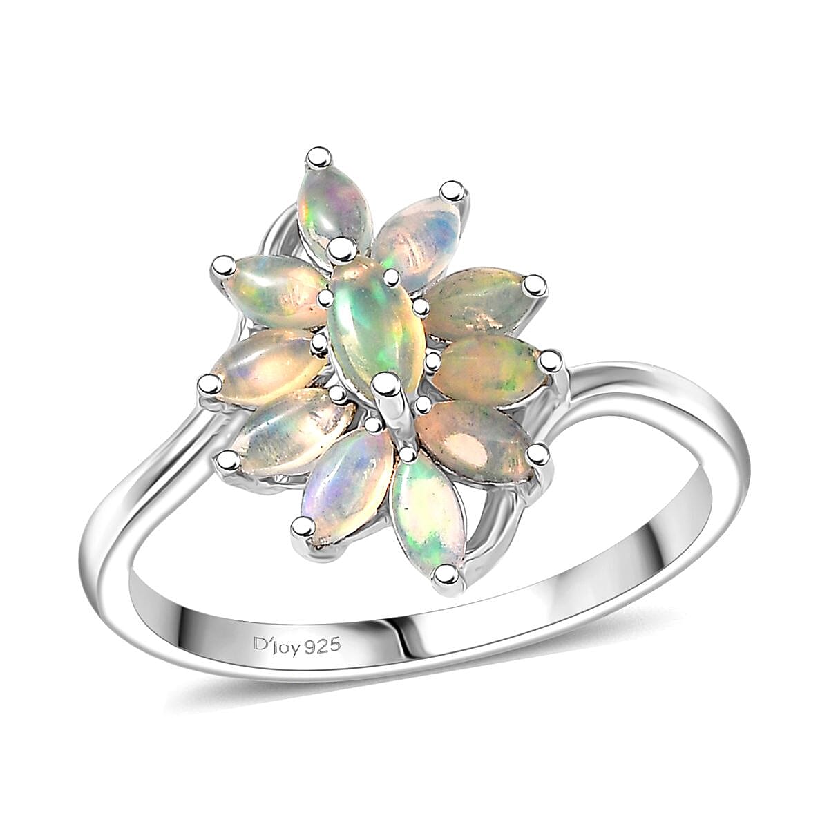 D'Joy Ethiopian Welo Opal 0.70 ctw Ring in Rhodium Over Sterling Silver (Size 6.0)  image number 0