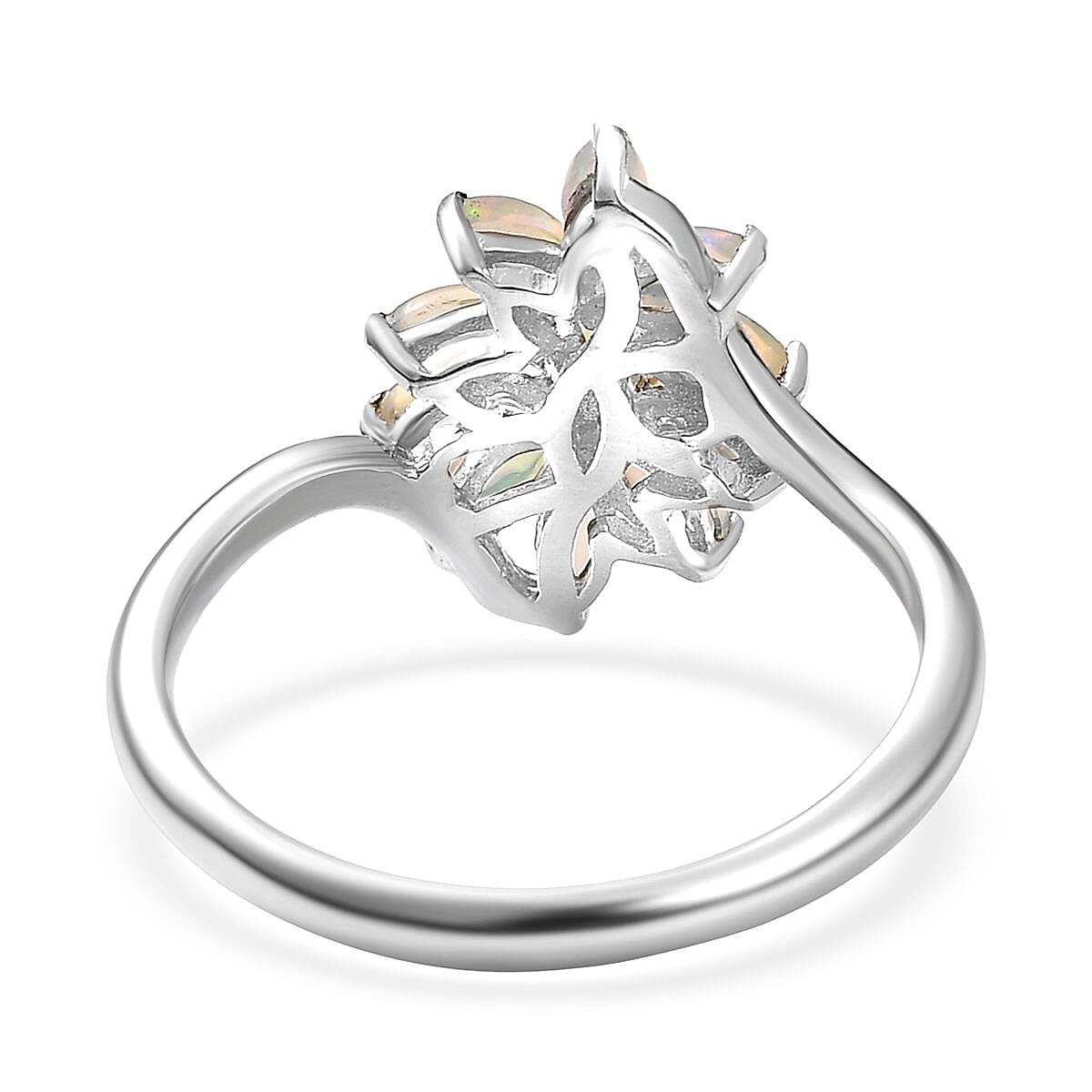 D'Joy Ethiopian Welo Opal 0.70 ctw Ring in Rhodium Over Sterling Silver (Size 6.0)  image number 4