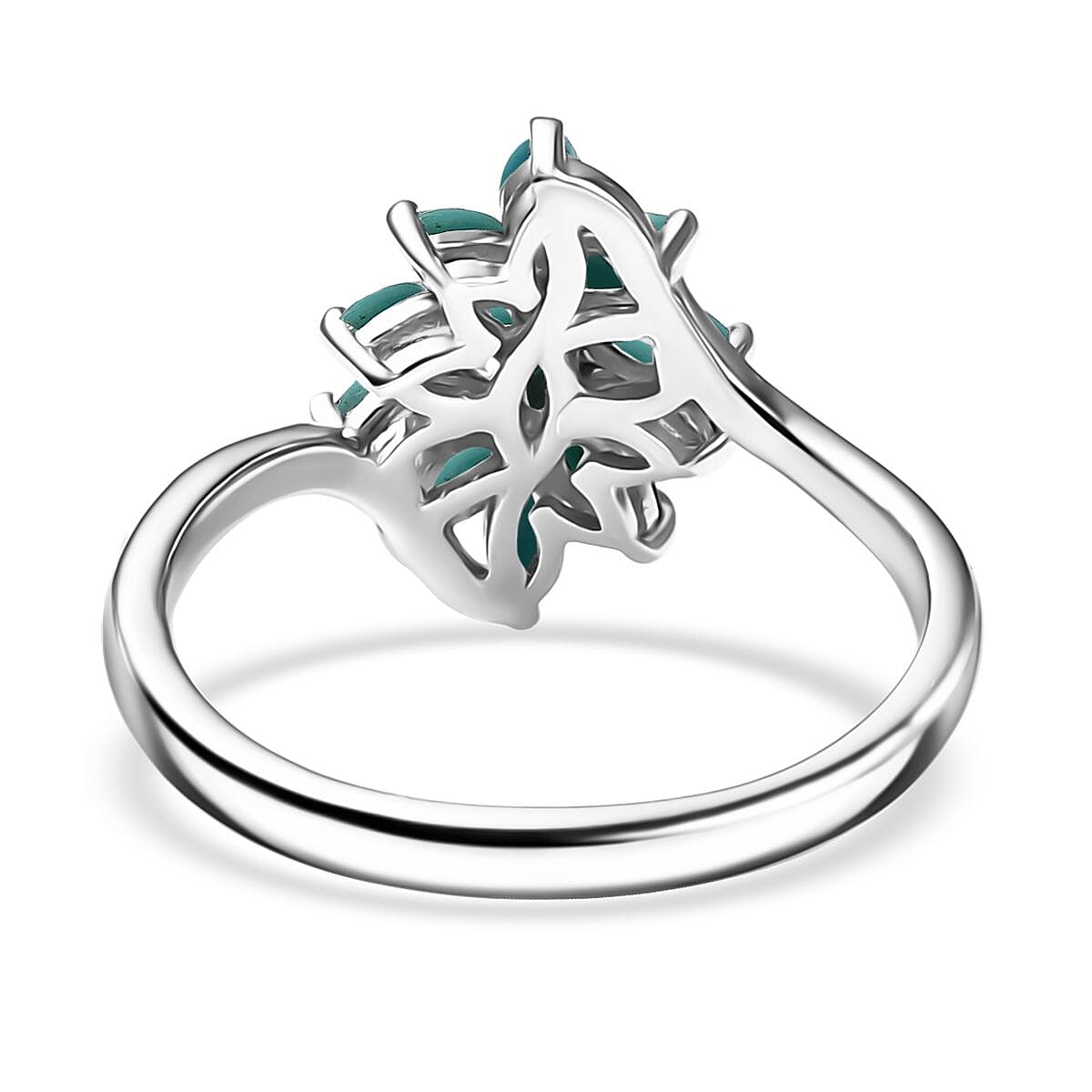 D'Joy Premium Sleeping Beauty Turquoise 1.00 ctw Ring in Rhodium Over Sterling Silver (Size 7.0)  image number 4