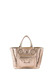 Vertigo Paris Gold Vegan Leather Satchel Bag (16x4.5x10.5)