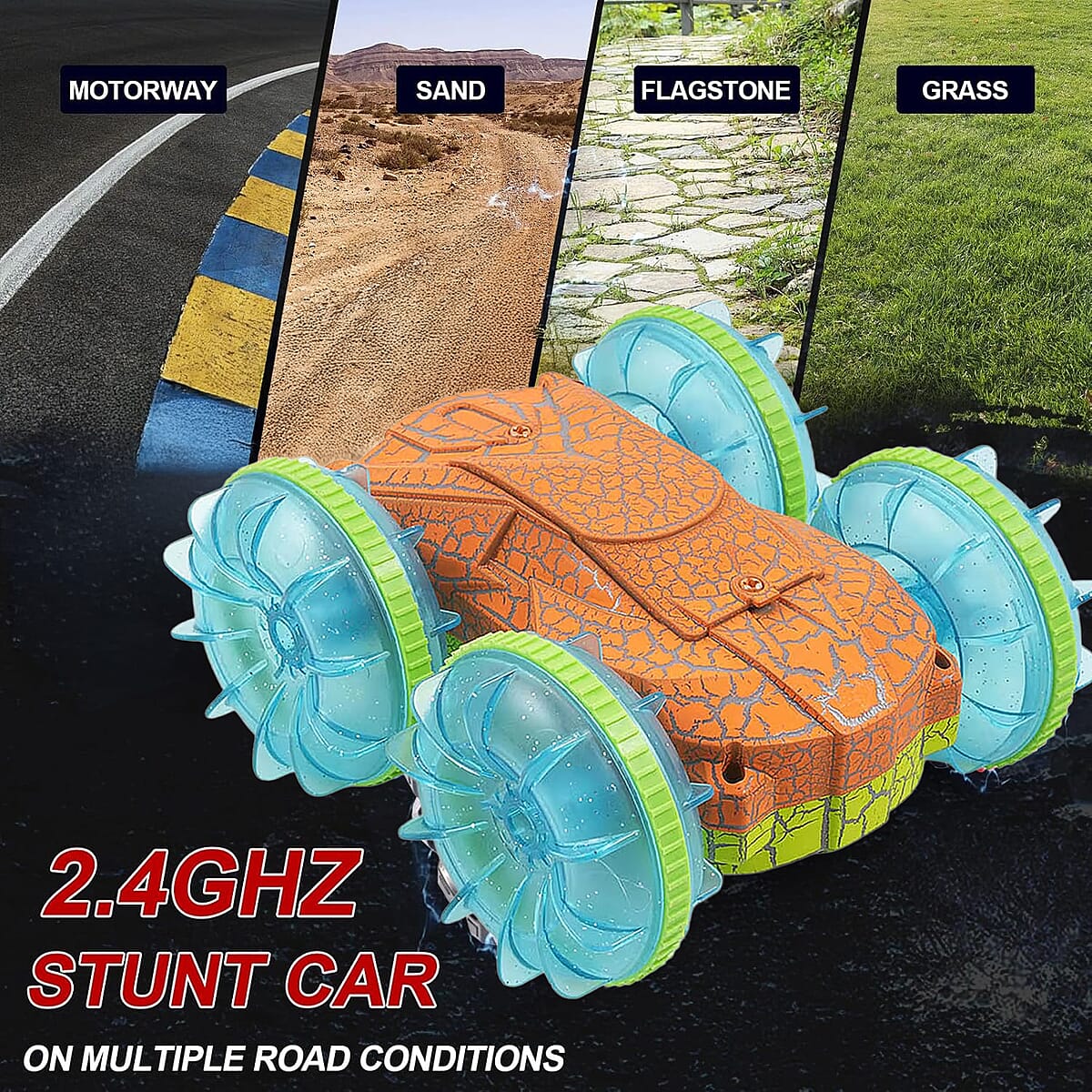 Closeout Amphibious Remote Control Car Boat -Green/Orange image number 4