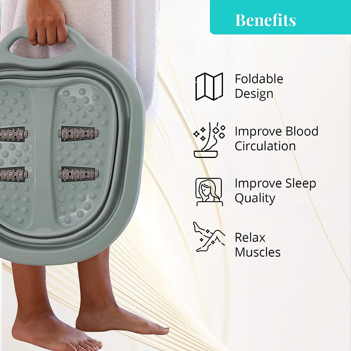 Collapsible Foot Bath Massager - Light Green image number 2