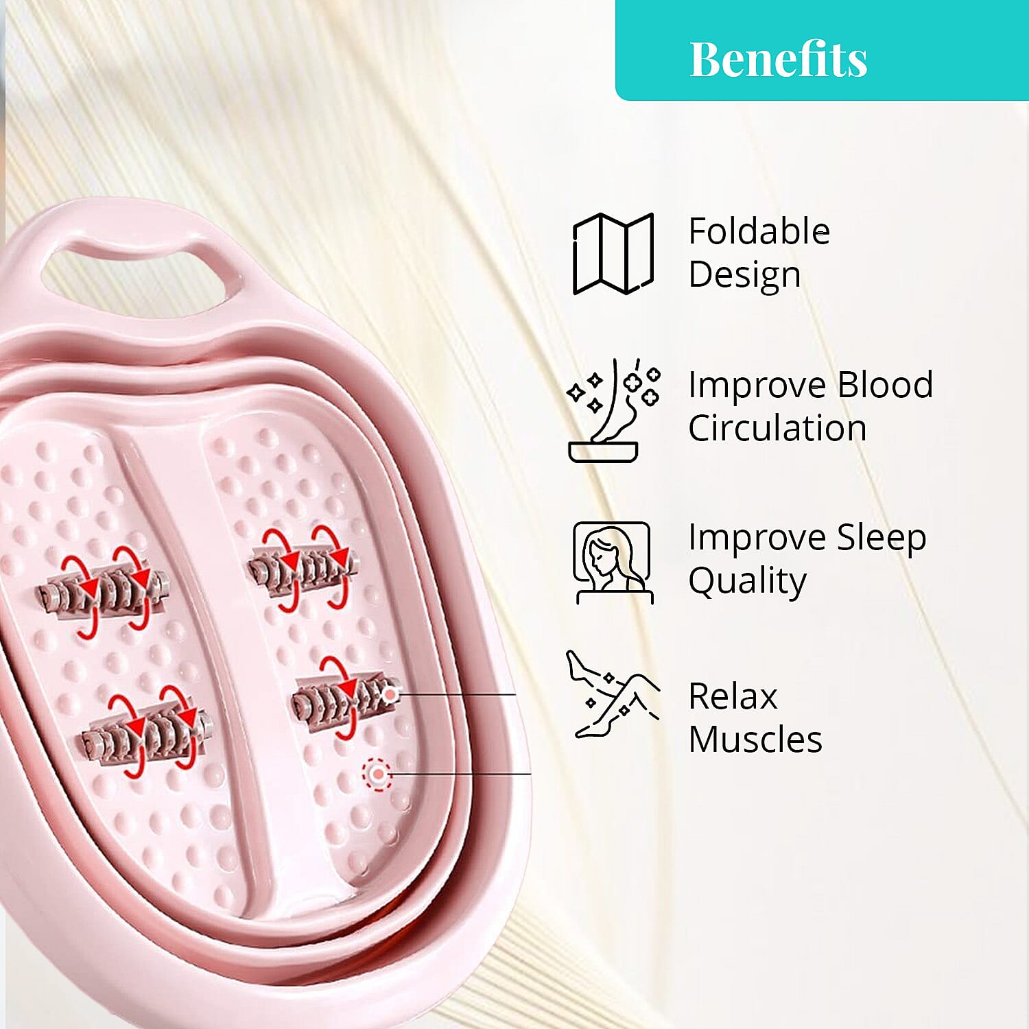 Collapsible Foot Bath Massager - Pink