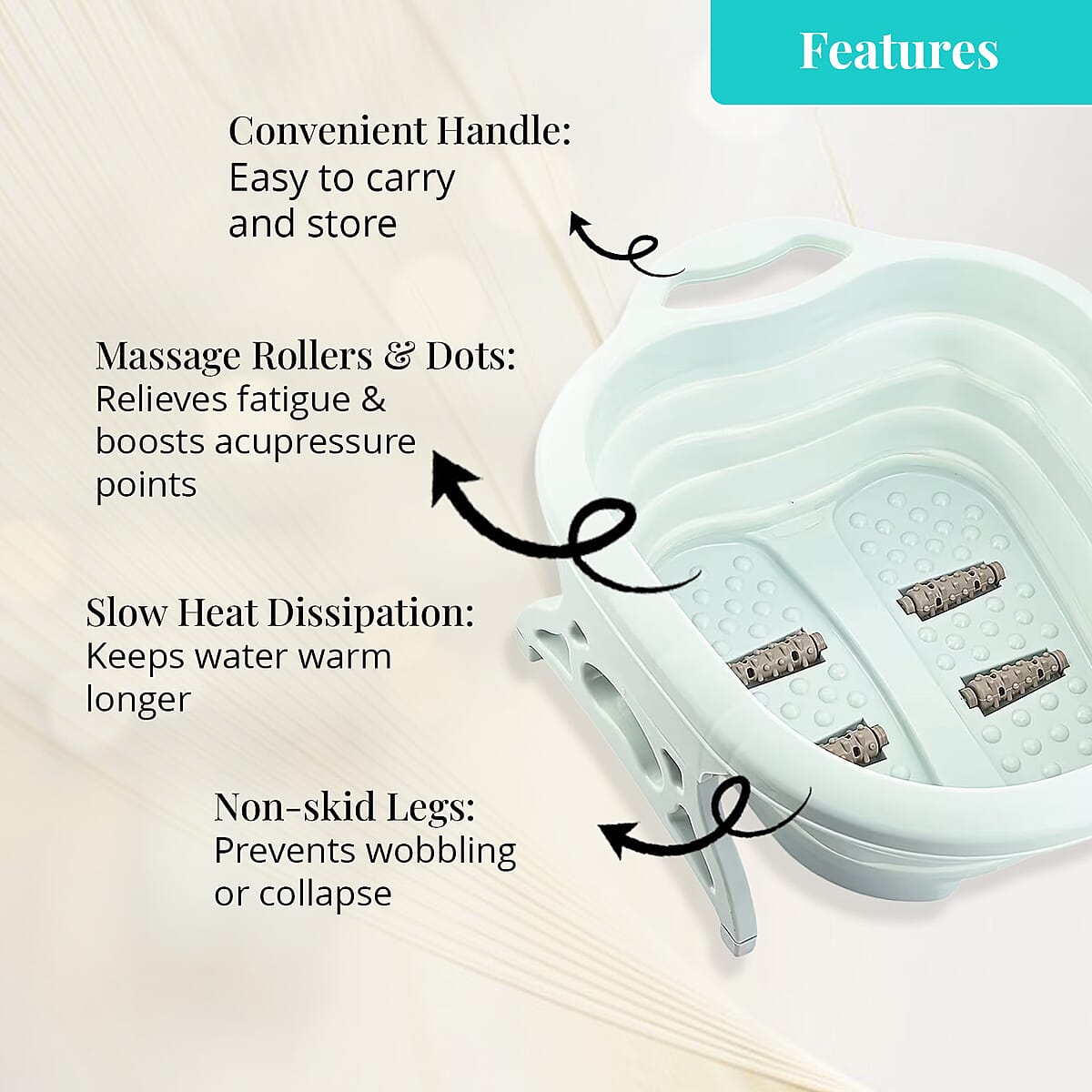 Collapsible Foot Bath Massager - Light Green image number 4