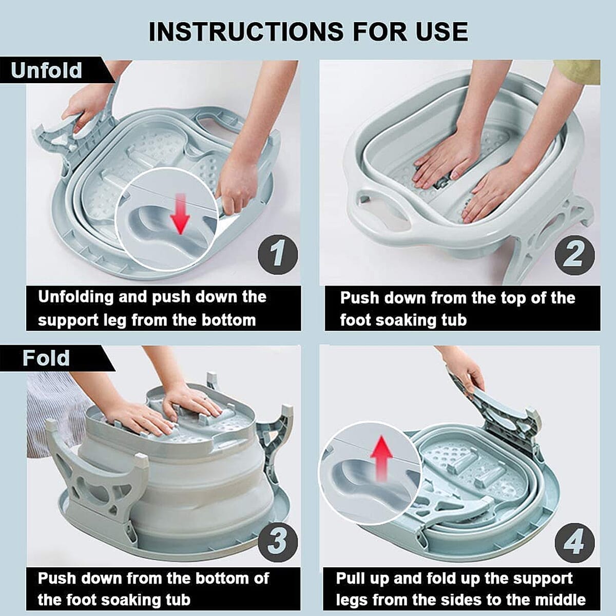 Collapsible Foot Bath Massager - Light Green image number 5