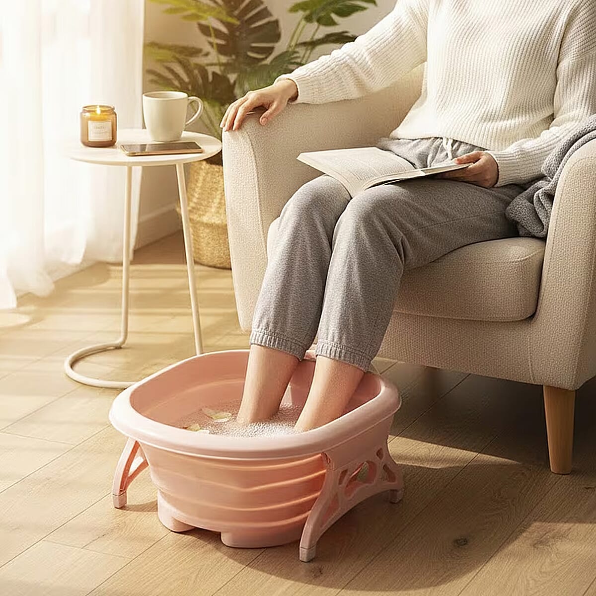 Collapsible Foot Bath Massager - Pink image number 1