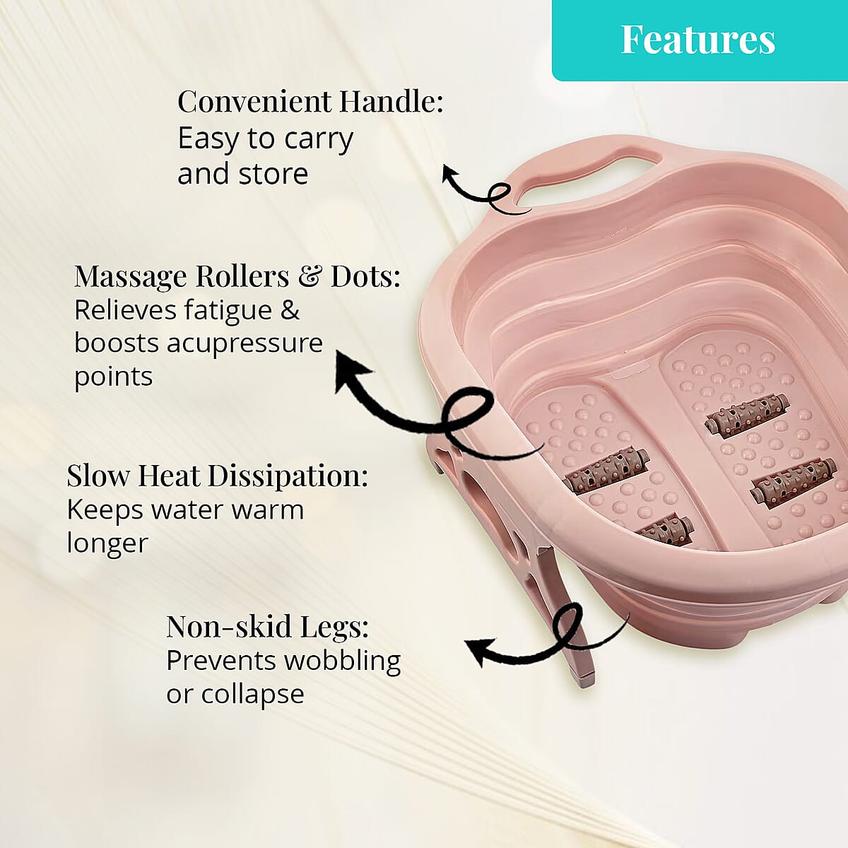 Collapsible Foot Bath Massager - Pink image number 2