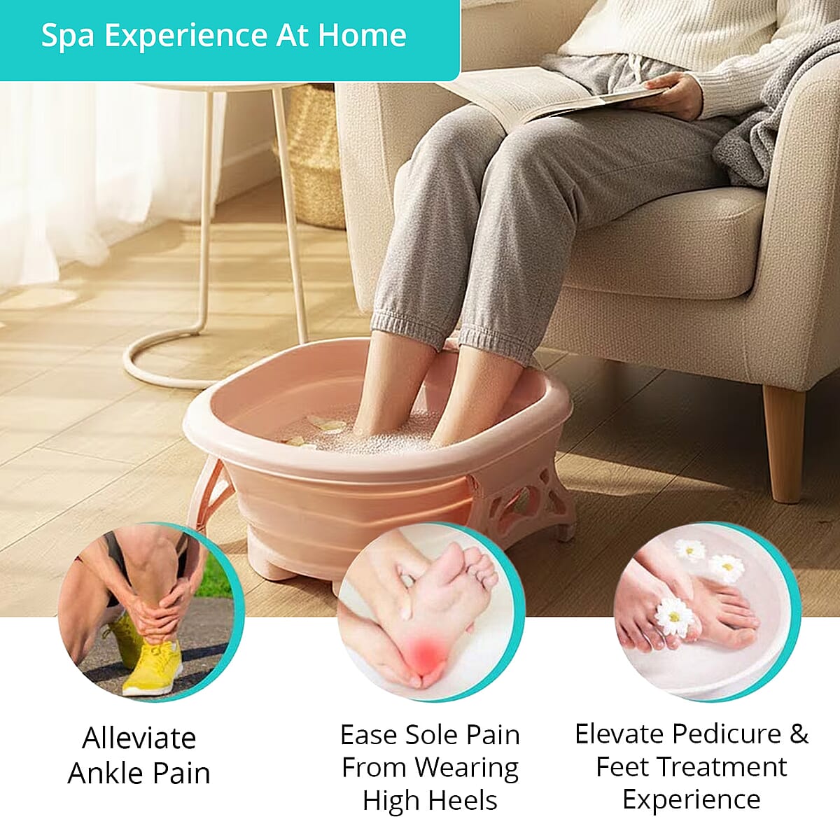 Collapsible Foot Bath Massager - Pink image number 3