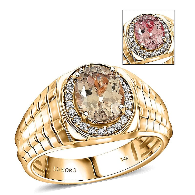 Luxoro 14K Yellow Gold AAA Turkizite, Diamond (G-H, I2) (0.22 cts) Men's Ring (Size 10.0) (9.26 g) 3.05 ctw