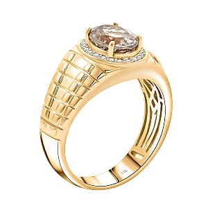 Luxoro 14K Yellow Gold AAA Turkizite, Diamond (G-H, I2) (0.22 cts) Men's Ring (Size 10.0) (9.26 g) 3.05 ctw