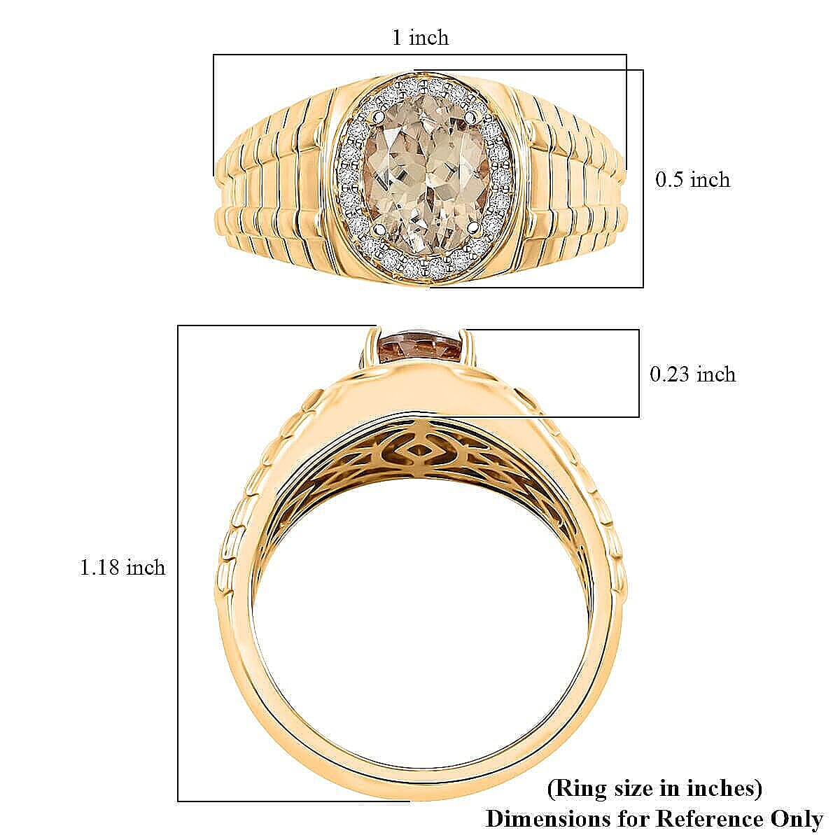 Luxoro 14K Yellow Gold AAA Turkizite, Diamond (G-H, I2) (0.22 cts) Men's Ring (Size 10.0) (9.26 g) 3.05 ctw