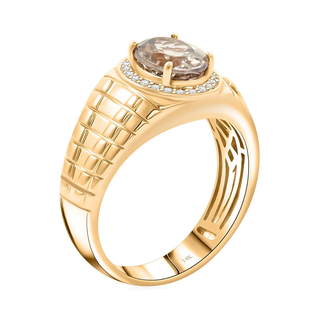Luxoro 14K Yellow Gold AAA Turkizite, Diamond (G-H, I2) (0.22 cts) Men's Ring (Size 12.0) (9.26 g) 3.05 ctw image number 3