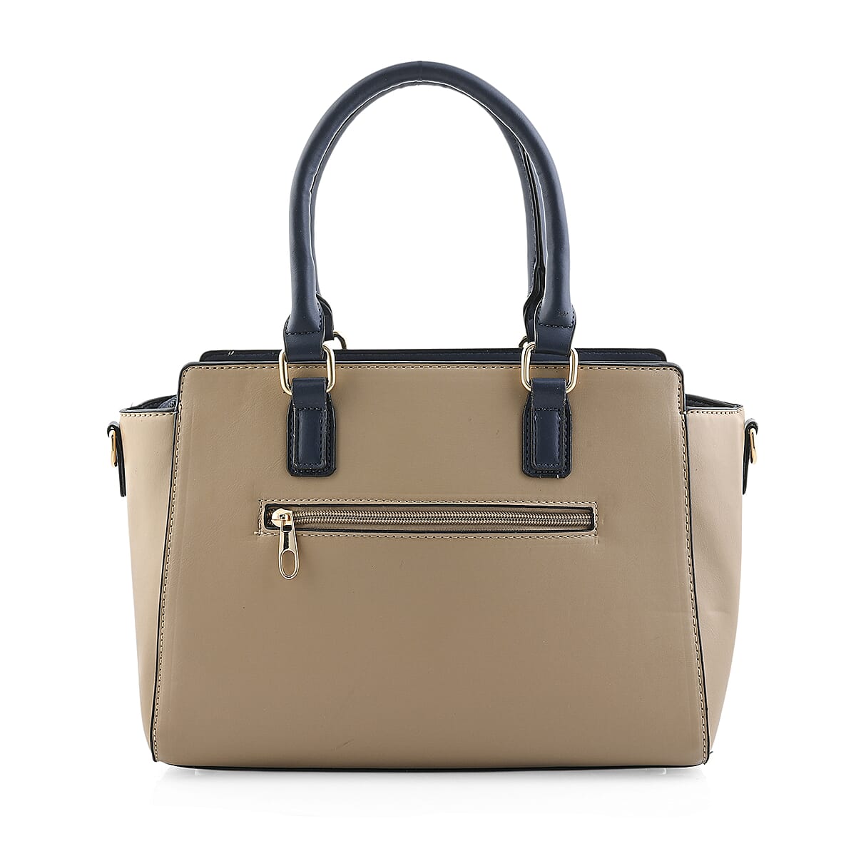 Closeout Beverly Hills Polo Club Camel & Navy Faux Leather Satchel image number 5