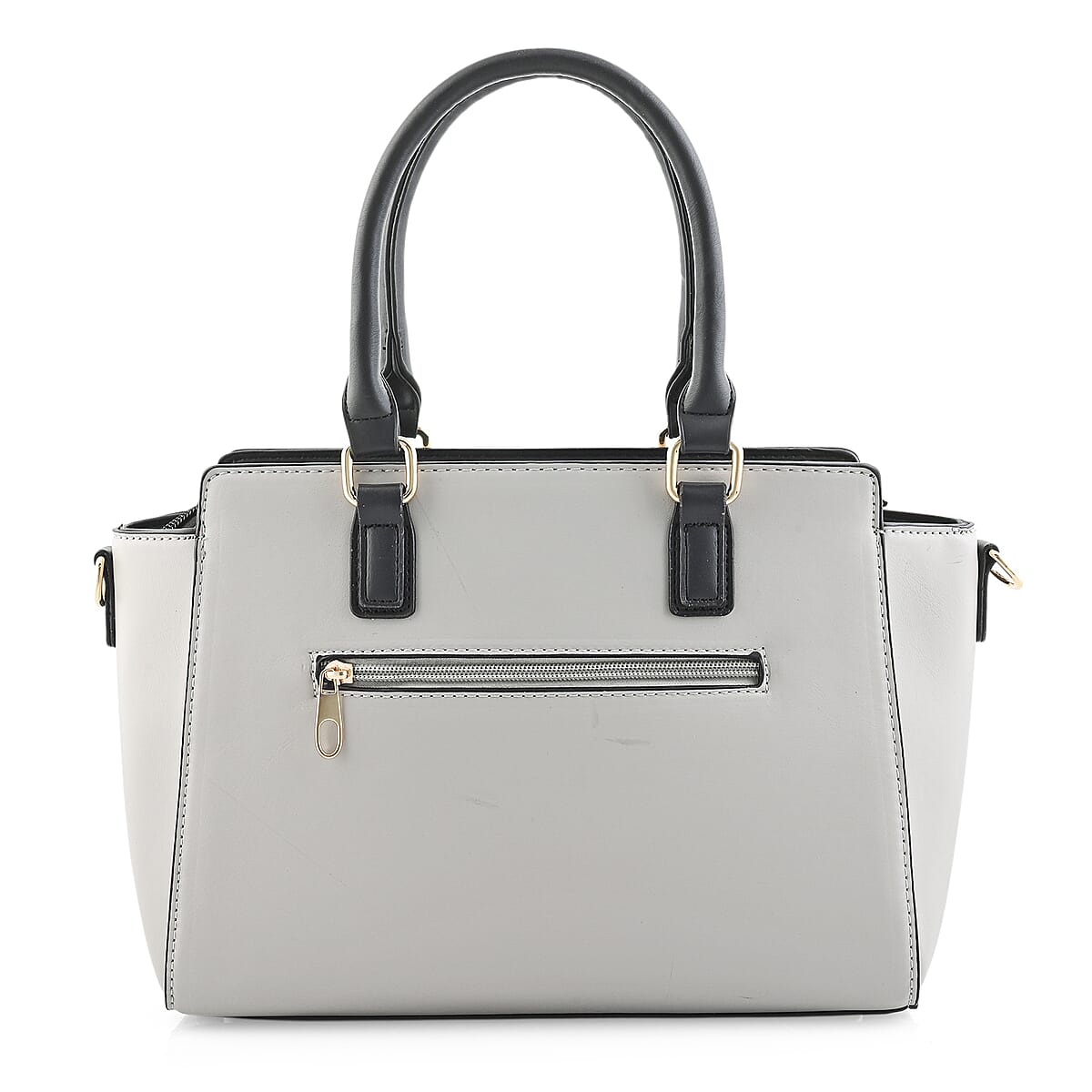 Closeout Beverly Hills Polo Club Grey & Black Faux Leather Satchel image number 5