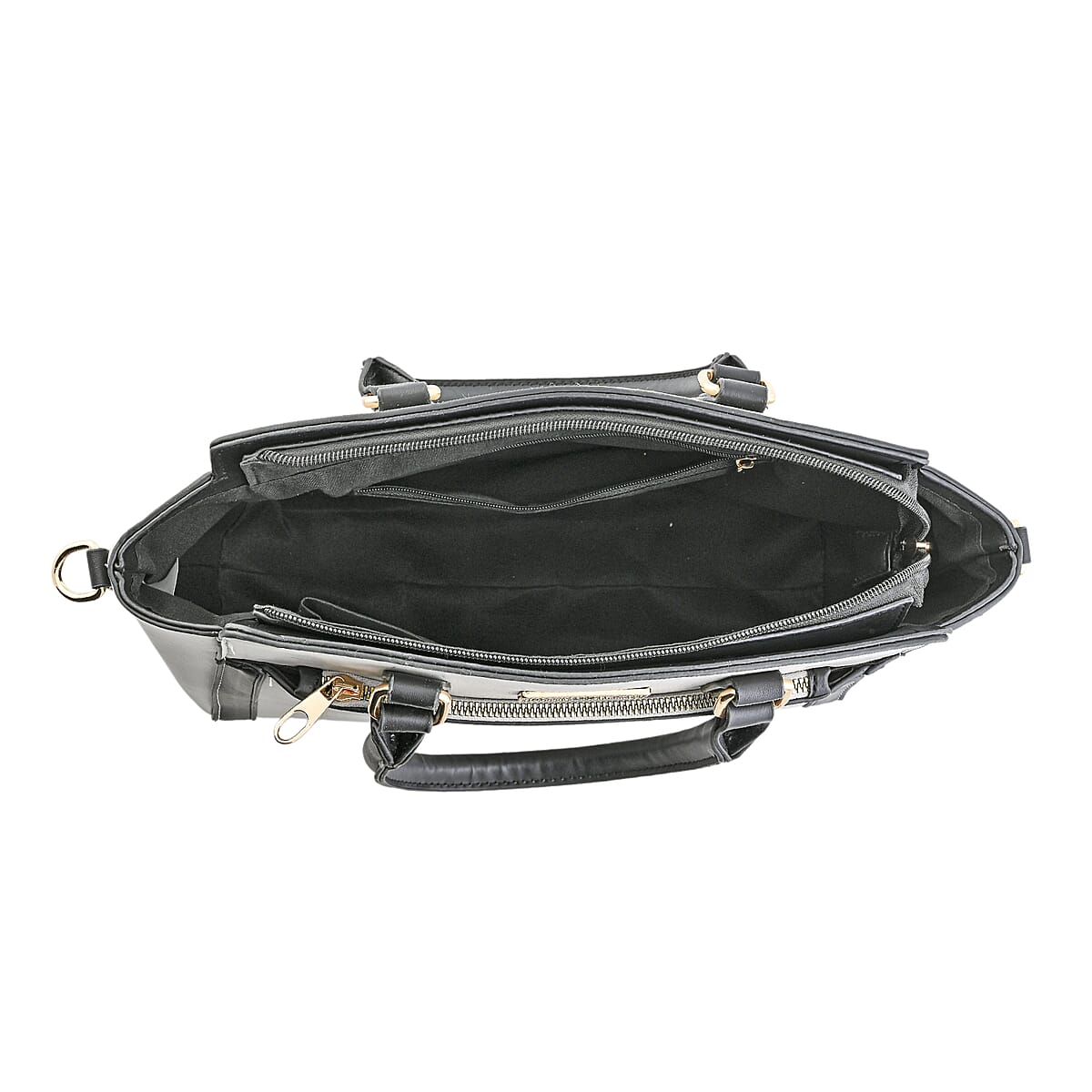 Closeout Beverly Hills Polo Club Grey & Black Faux Leather Satchel image number 6
