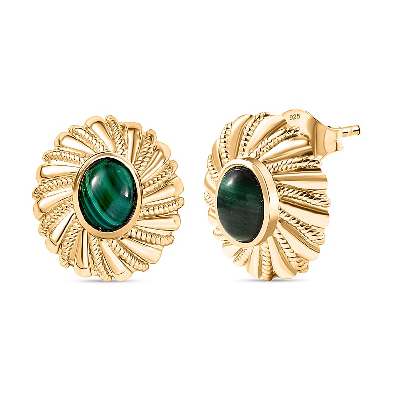 EverTrue African Malachite 5.25 ctw Earrings in 18K YG Plated