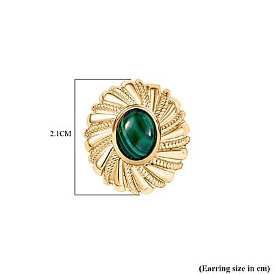 EverTrue African Malachite 5.25 ctw Earrings in 18K YG Plated
