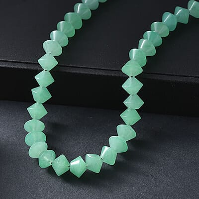 Green Aventurine 250.00 ctw Necklace in Platinum Bond 20 Inches 
