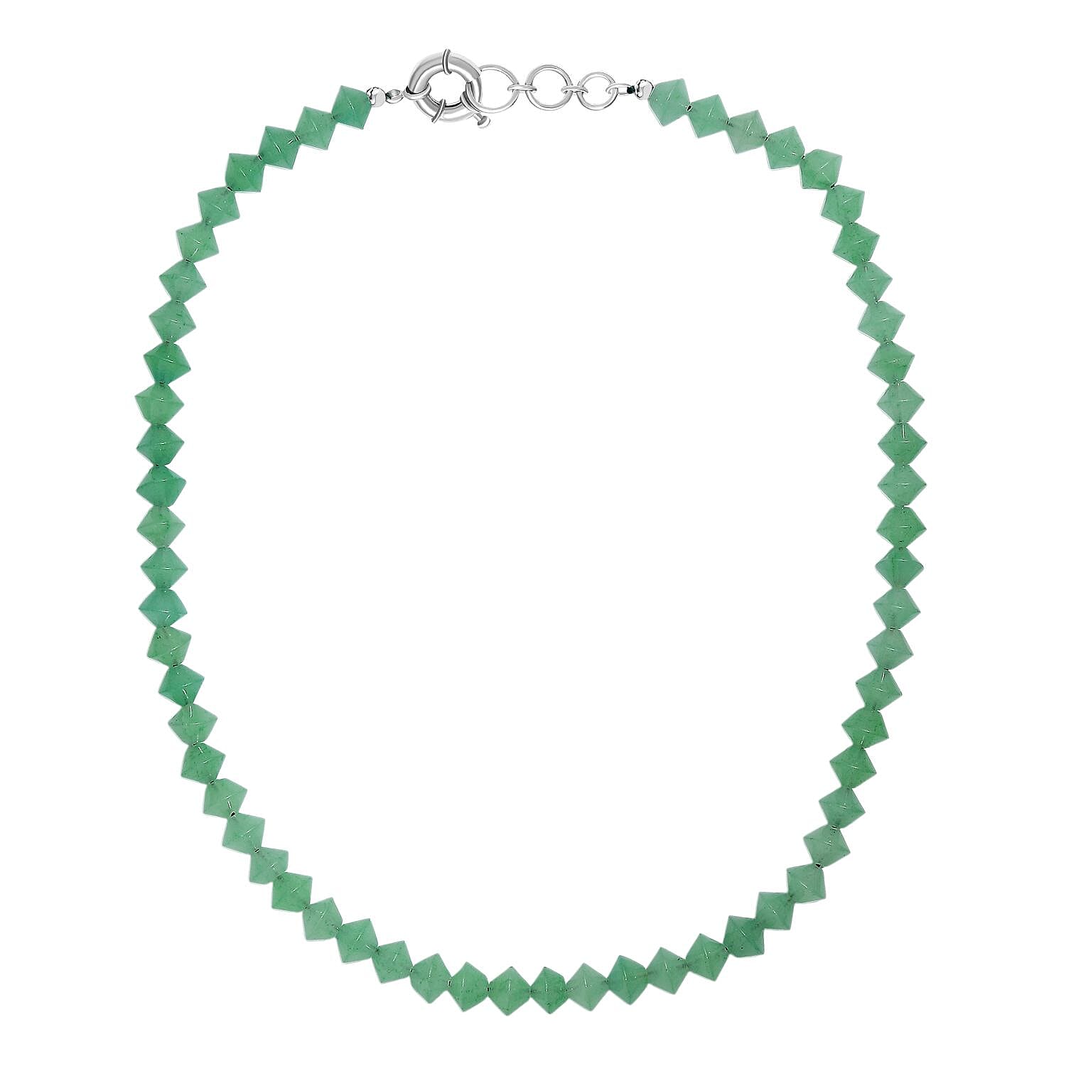 Green Aventurine 250.00 ctw Necklace in Platinum Bond 20 Inches 