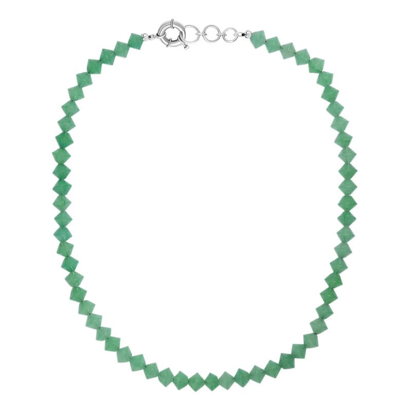 Green Aventurine 250.00 ctw Necklace in Platinum Bond 20 Inches 