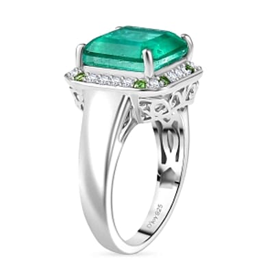 D'Joy Emeraldine Triplet Quartz and Multi Gemstone 5.63 ctw Ring in Rhodium Over Sterling Silver (Size 9)
