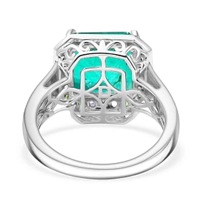 D'Joy Emeraldine Triplet Quartz and Multi Gemstone 5.63 ctw Ring in Rhodium Over Sterling Silver (Size 9)