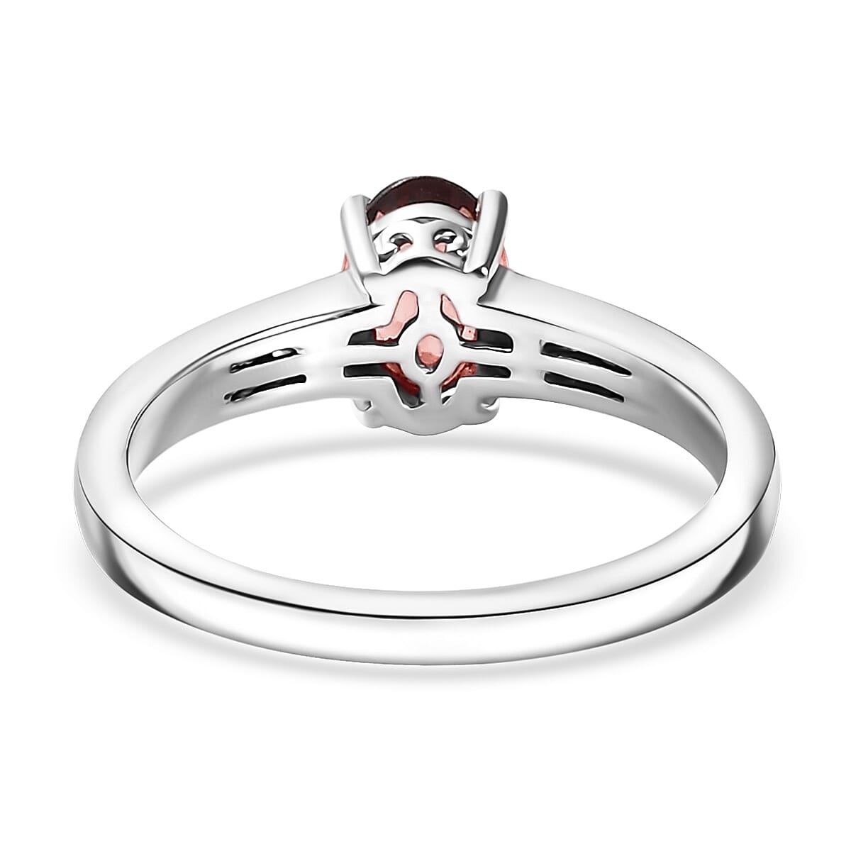 D'Joy Mozambique Garnet, White Zircon Ring in Rhodium Over Sterling Silver (Size 5.0) 1.25 ctw image number 2