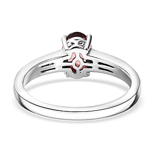D'Joy Mozambique Garnet and White Zircon 1.25 ctw Ring in Rhodium Over Sterling Silver (Size 5.0)