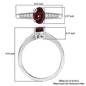 D'Joy Mozambique Garnet and White Zircon 1.25 ctw Ring in Rhodium Over Sterling Silver (Size 5.0)
