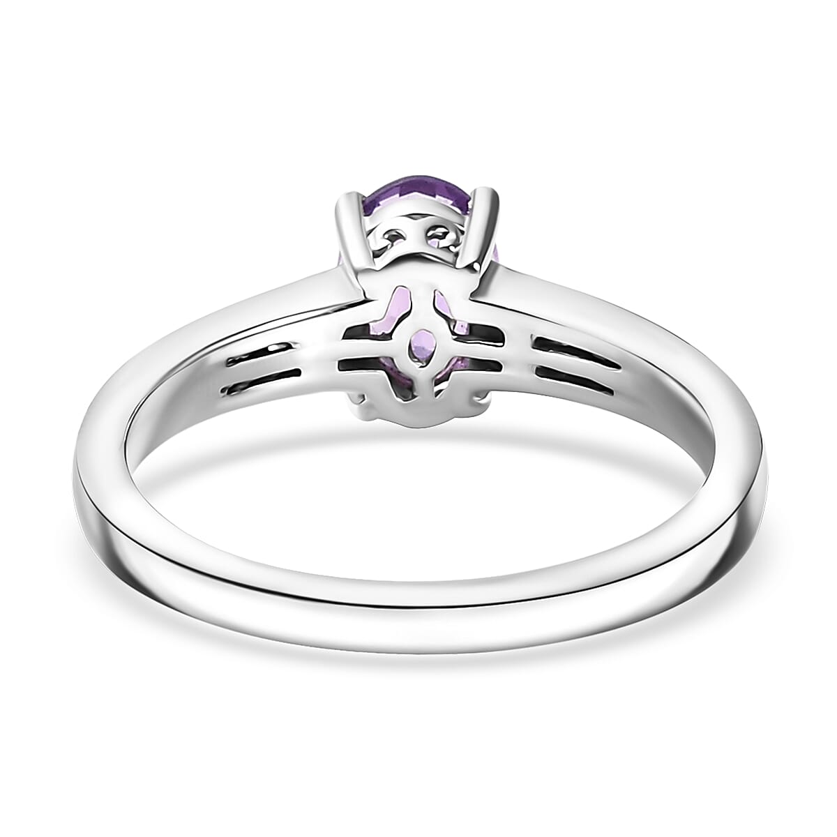 D'Joy African Amethyst and White Zircon 1.00 ctw Ring in Rhodium Over Sterling Silver (Size 7.0)