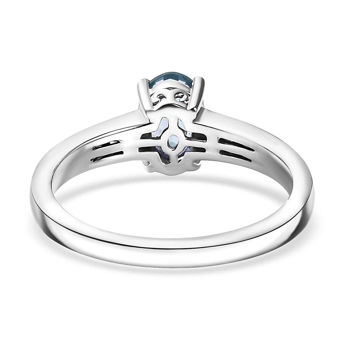 D'Joy Cambodian Blue Zircon and White Zircon 1.50 ctw Ring in Rhodium Over Sterling Silver (Size 8.0)