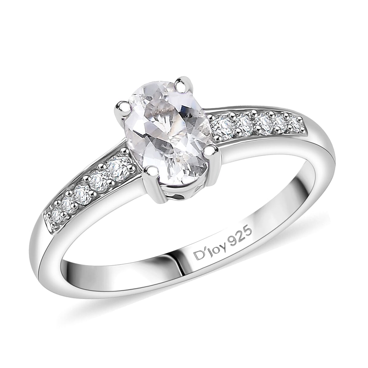 D'Joy White Topaz and White Zircon 1.00 ctw Ring in Rhodium Over Sterling Silver (Size 5.0) image number 0
