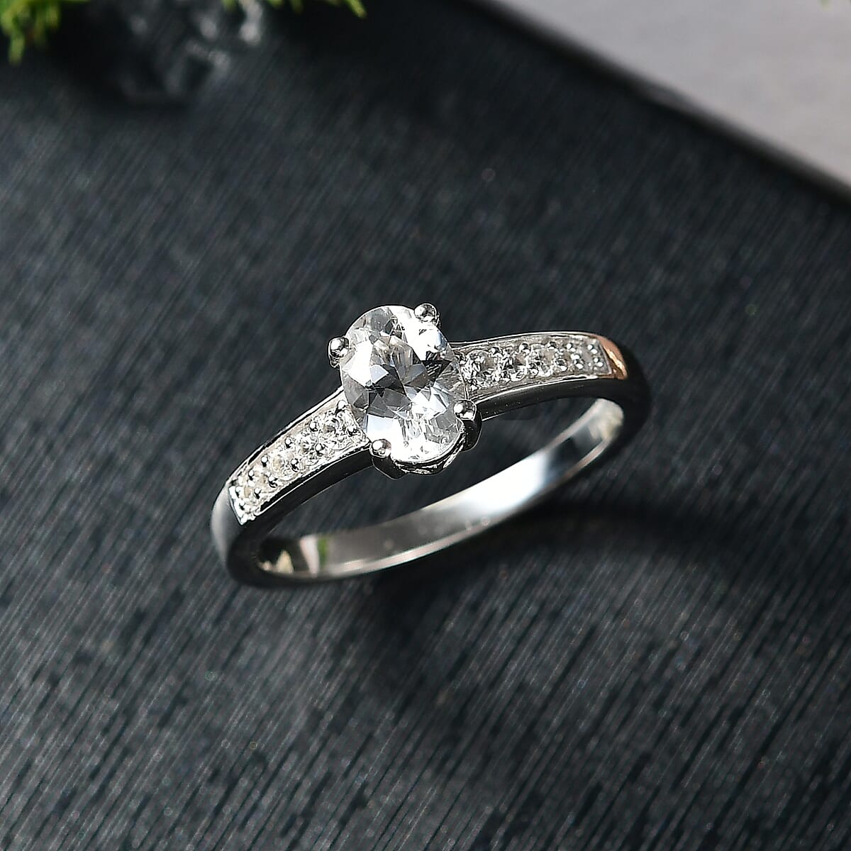 D'Joy White Topaz and White Zircon 1.00 ctw Ring in Rhodium Over Sterling Silver (Size 5.0) image number 1