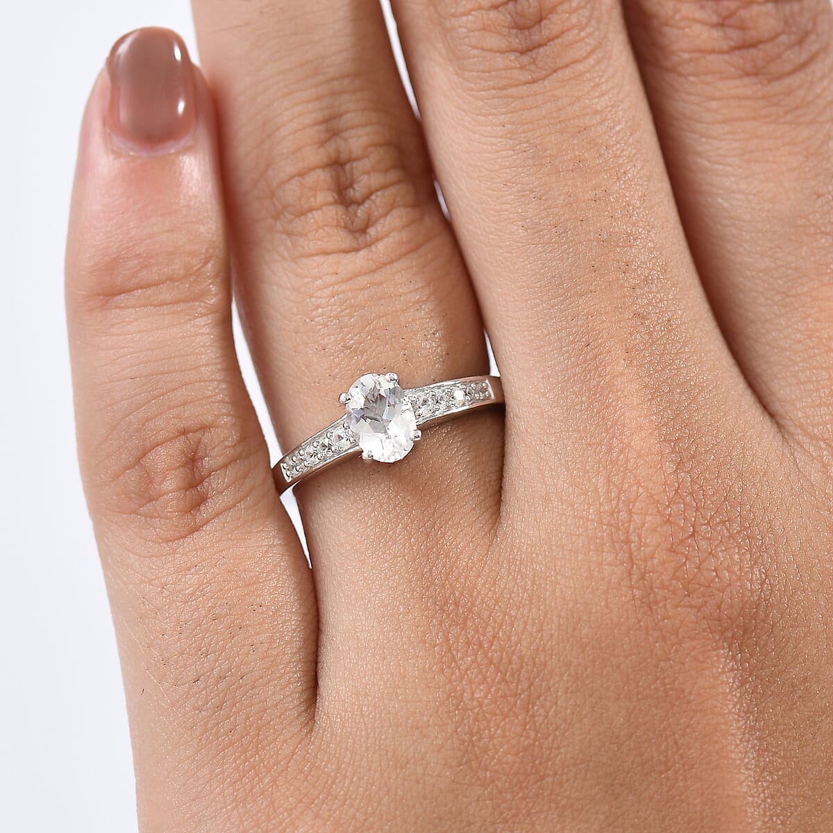 D'Joy White Topaz and White Zircon 1.00 ctw Ring in Rhodium Over Sterling Silver (Size 5.0) image number 2