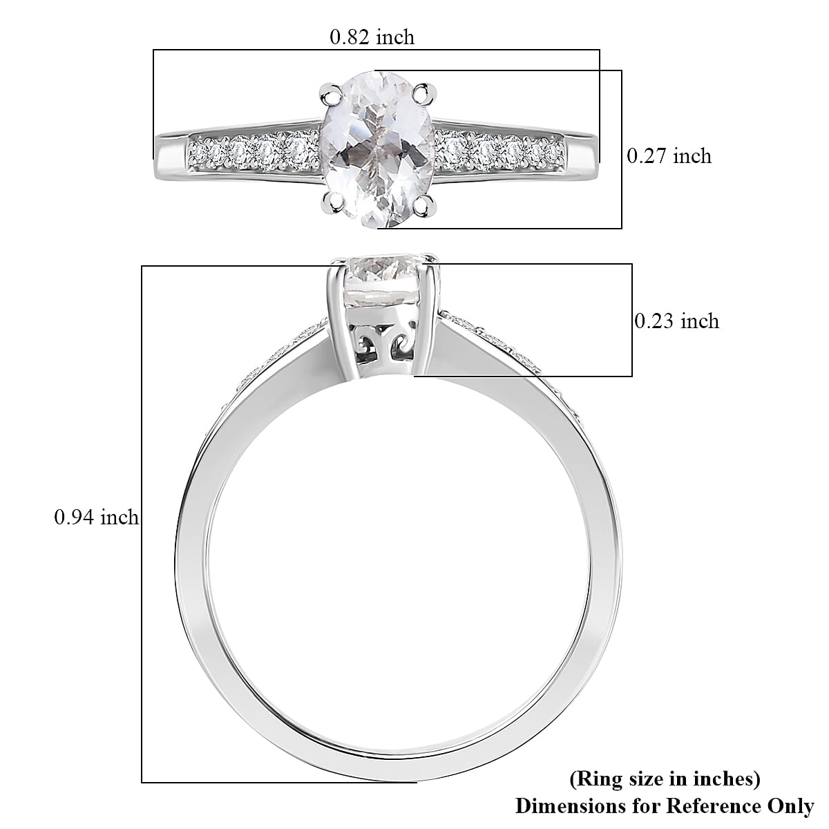 D'Joy White Topaz and White Zircon 1.00 ctw Ring in Rhodium Over Sterling Silver (Size 7.0)