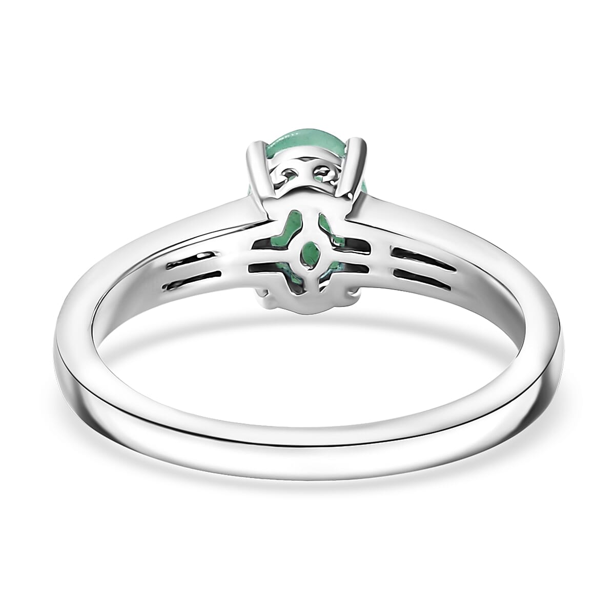 D'Joy Socoto Emerald and White Zircon 1.00 ctw Ring in Rhodium Over Sterling Silver (Size 7.0)