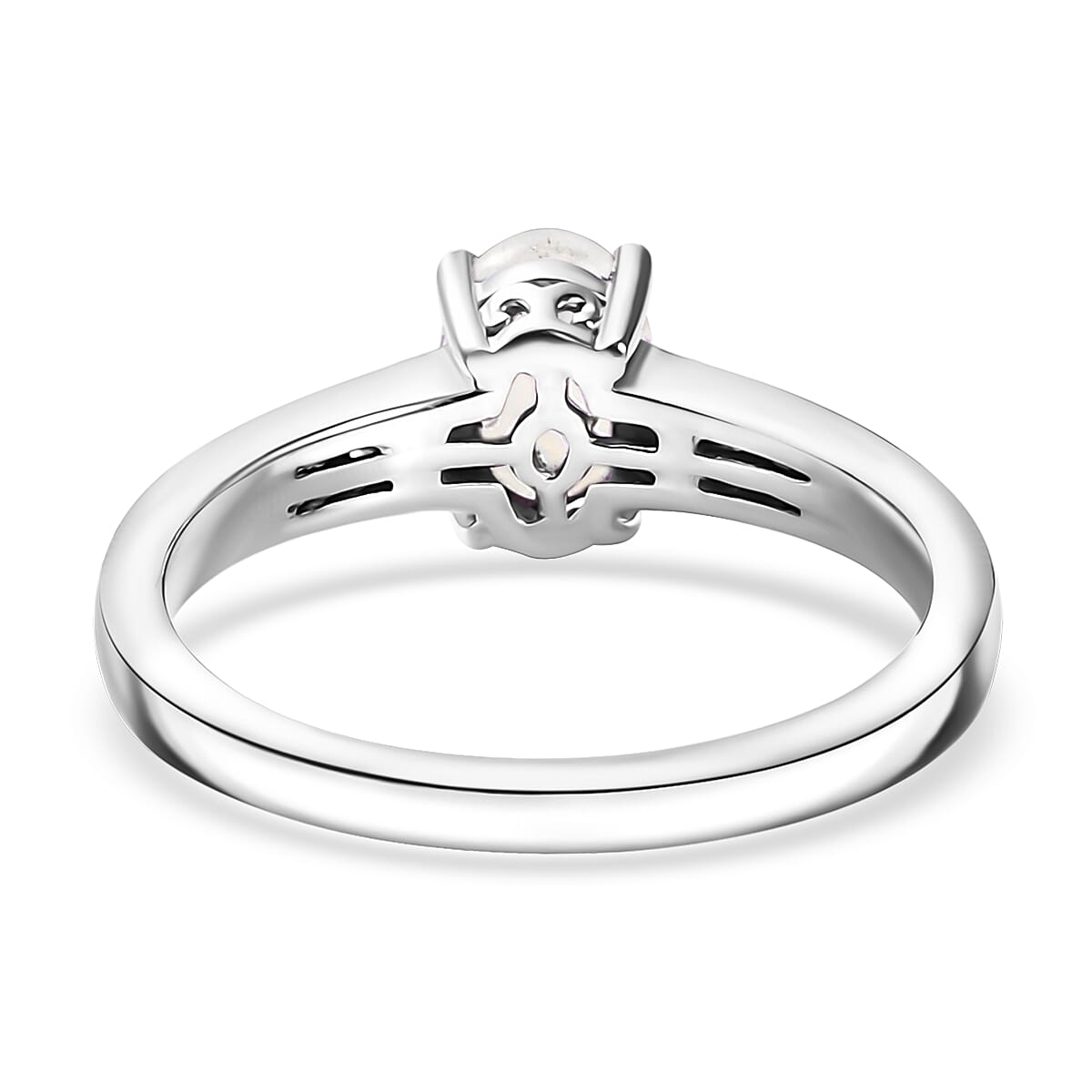 D'Joy Rainbow Moonstone and White Zircon 1.35 ctw Ring in Rhodium Over Sterling Silver (Size 5.0) image number 2