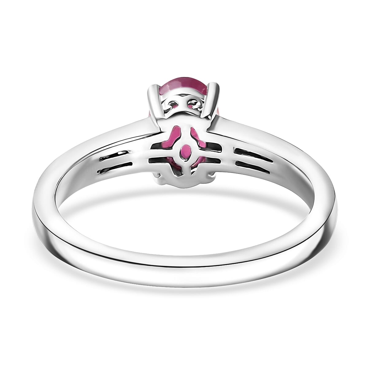 D'Joy Niassa Ruby (FF) and White Zircon 1.50 ctw Ring in Rhodium Over Sterling Silver (Size 5.0) image number 1