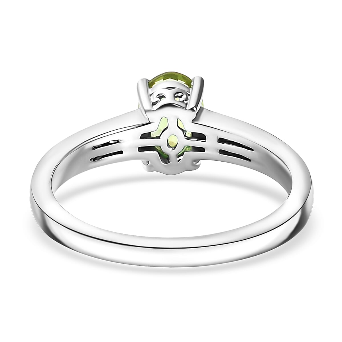 D'Joy Hebei Peridot and White Zircon 1.10 ctw Ring in Rhodium Over Sterling Silver (Size 5.0) image number 2