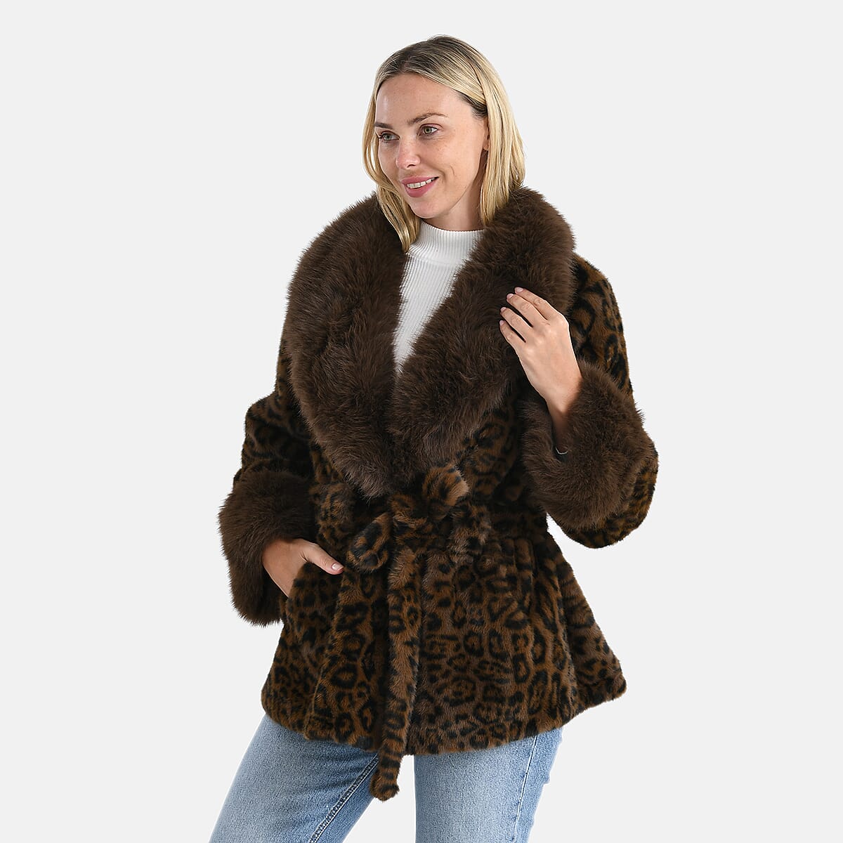  TLV LA MAREY Luxe Faux Fur Belted Jacket with Sueded Interior image number 2
