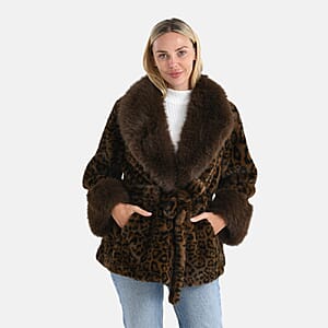 Doorbuster LA MAREY Luxe Faux Fur Belted Jacket with Sueded Interior
