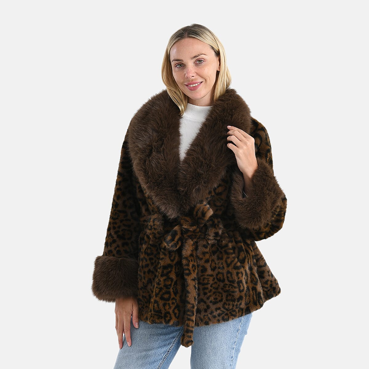  TLV LA MAREY Luxe Faux Fur Belted Jacket with Sueded Interior image number 4