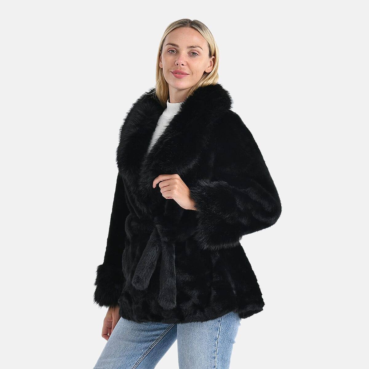 Doorbuster LA MAREY Luxe Faux Fur Belted Jacket with Sueded Interior image number 2