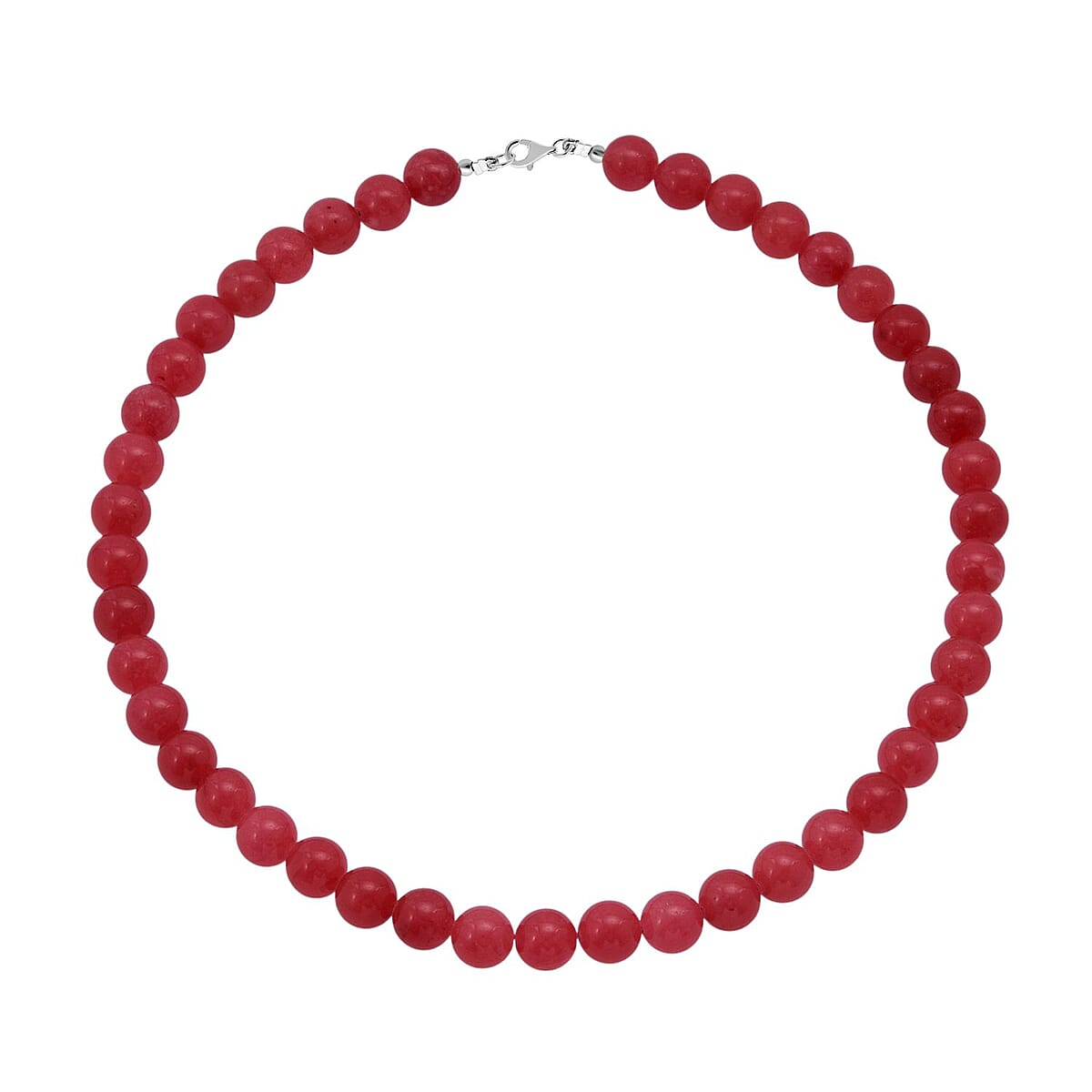 Pink Quartz Beaded 310.50 ctw Necklace 18 Inches in Sterling Silver  image number 0