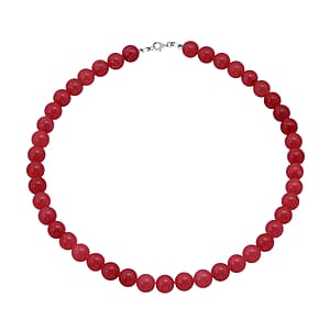 Pink Quartz Beaded 310.50 ctw Necklace 18 Inches in Sterling Silver 
