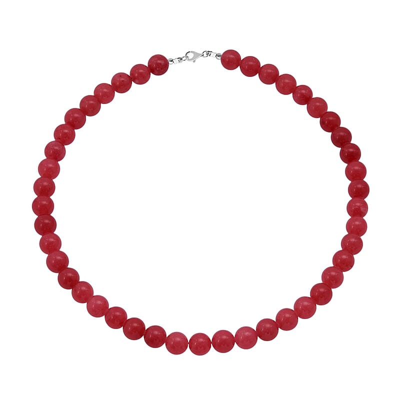 Pink Quartz Beaded 310.50 ctw Necklace 18 Inches in Sterling Silver
