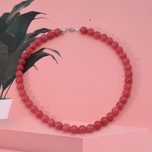 Pink Quartz Beaded 310.50 ctw Necklace 18 Inches in Sterling Silver 