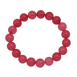 Pink Quartz Beaded 135.50 ctw Stretch Bracelet 