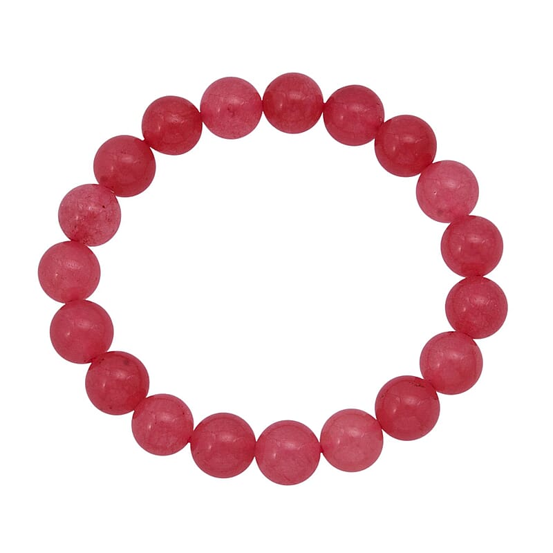Pink Quartz Beaded 135.50 ctw Stretch Bracelet 